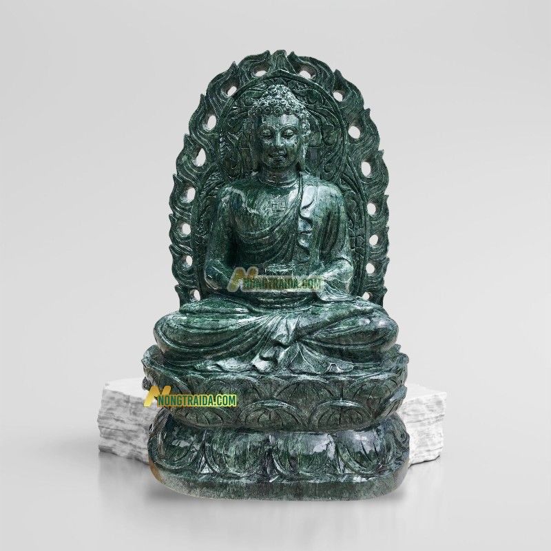 Tượng Phật A Di Đà Để Bàn Ngồi Đá Trắng Lục Yên 104cm