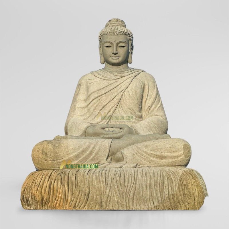 Tượng Phật Bổn Sư Thích Ca Mâu Ni Phật Bằng Đá Sa Thạch Vàng 92cm