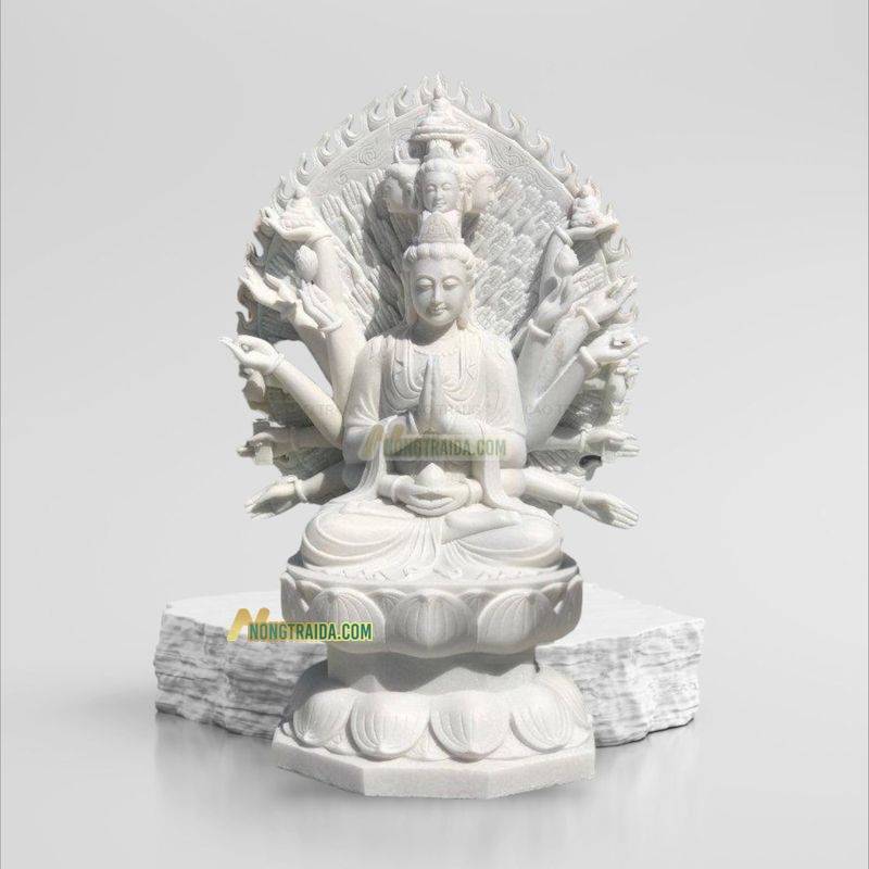 Tượng Phật Thiên Thủ Thiên Nhãn Bằng Đá Trắng Nghệ An 1.47M