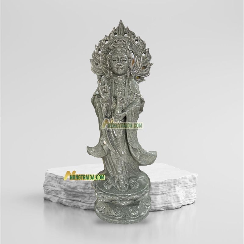 Tượng Quán Thế Âm Đứng Bằng Đá Cuội Granite 192cm